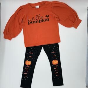 Sparkle in Pink "Hello Pumpkin" Outfit | Girls XL/5T | Adorable & Festive!
